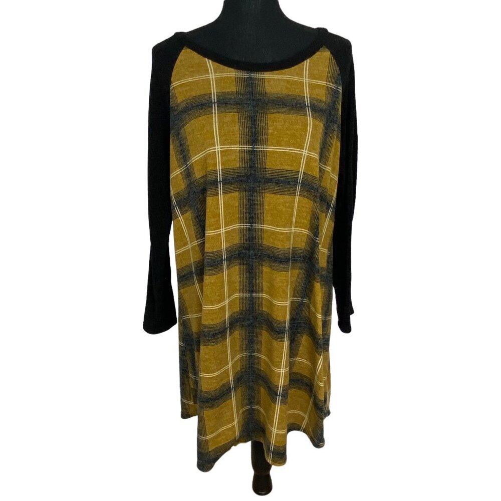 VISION Women Sweater Elbow Patch 3/4 sleeves Dress Sz XXL Brown Black 61-12